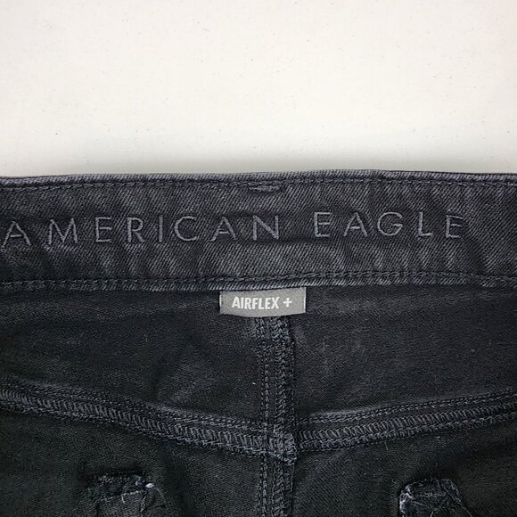 American Eagle Jeans Mens 32x35 Airflex +Black Distressed Stretch Denim - Picture 5 of 10